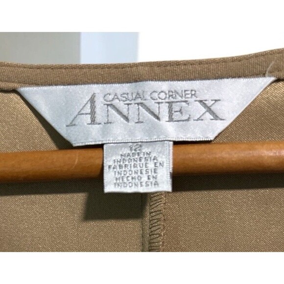 Casual Corner Annex Dress Women’s 12 L Faux Suede Tan Brown Shift Vintage 90s - Picture 3 of 3